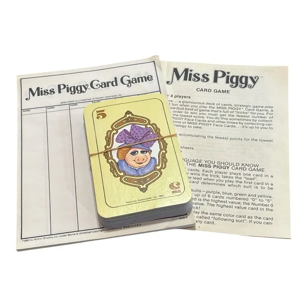 Vintage Miss Piggy Card Game Complete score sheets 1980 Milton Bradley